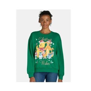 Disney Winnie The Pooh Light Up Christmas Sweatshirt Womens XL Green Holiday NEW